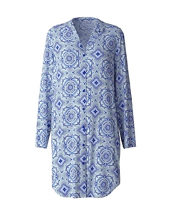 Ночная рубашка с отворотом Orient Dreams, синий Calida