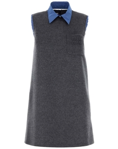 Велюровое платье мини, серый Miu miu