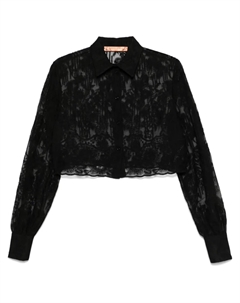 Укороченная рубашка с вышивкой, черный Ermanno scervino