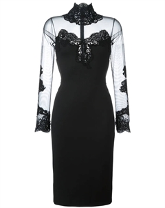 Облегающее платье с прозрачной панелью, черный Ermanno scervino