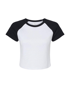 Женская футболка реглан с микро-рубчиком для малышей, белый/черный Bella+canvas