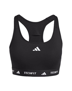 Спортивный бюстгальтер Techfit с эластичным поясом спинка-борцовка, черный Adidas