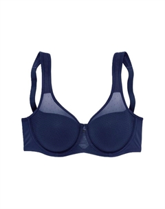 Бюстгальтер Nuance Minimer с декоративными бантами и сетчатыми вставками, синий Lascana