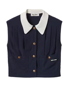 Укороченный топ женский темно-синий Miu miu