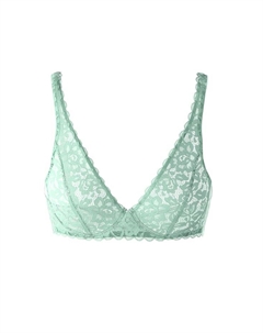 Кружевной бюстгальтер без косточек натуральное комфортное кружево, зеленый Calida