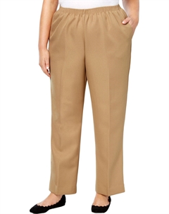 Женские эластичные брюки прямого покроя с эластичной резинкой на талии, цвет tan Alfred dunner