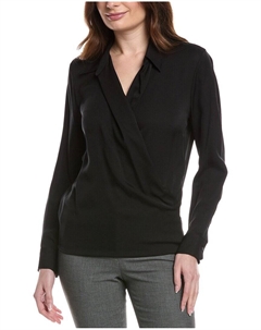 Шелковая блузка с запахом, черный Theory