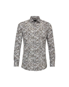 Рубашка с деловым принтом современный крой, коричневый Venti