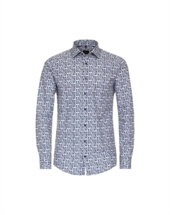 Рубашка с деловым принтом современный крой, синий Venti