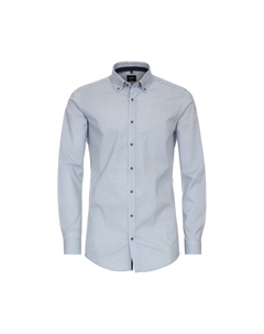 Рубашка с принтом в деловом стиле облегающая фигуру, синий Venti