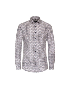 Рубашка с деловым принтом современный крой, коричневый Venti