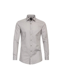 Рубашка с принтом в деловом стиле облегающая фигуру, бежевый Venti