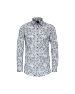 Рубашка с принтом в деловом стиле облегающая фигуру, синий Venti