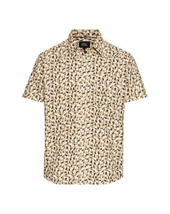 Повседневная рубашка с коротким рукавом и воротником-стойкой, цвет 19 wood Camel active