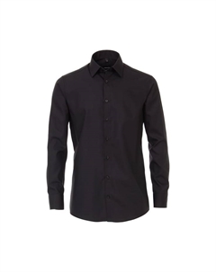 Рубашка делового покроя с удлиненными рукавами длина 72 см однотонная современный крой, черный Venti