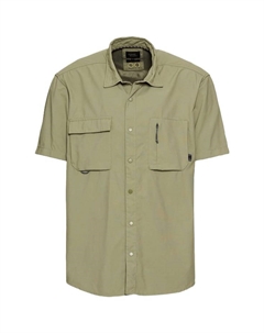 Повседневная рубашка стандартного кроя с коротким рукавом и воротником-стойкой, хаки Camel active