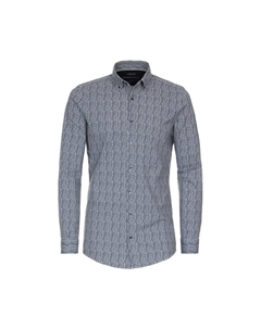 Рубашка с принтом в деловом стиле облегающая фигуру, бирюзовый Venti