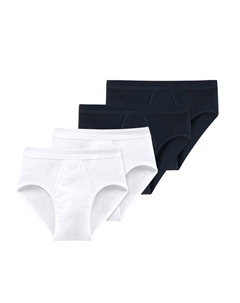 Трусы 4 шт. в упаковке - спортивные трусы в мелкий рубчик из хлопка базовые белые, мультиколор Schiesser