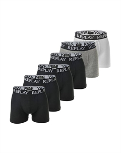 Боксеры 6 шт. в упаковке - трусы из хлопка с логотипом однотонные, мультиколор Replay