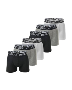Боксеры 6 шт. в упаковке - трусы из хлопка с логотипом однотонные, мультиколор Replay