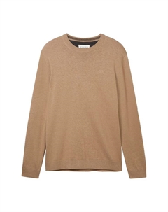 Круглый вырез свитера с ребристыми манжетами, коричневый Tom tailor