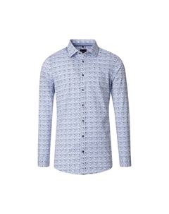 Рубашка с принтом в деловом стиле облегающая фигуру, синий Venti