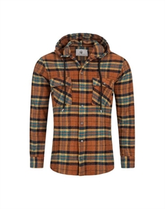 Рубашка в клетку с капюшоном стандартный крой, коричневый Rock creek