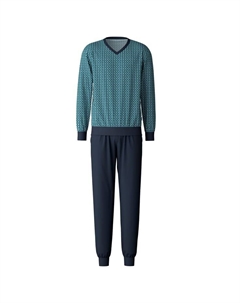 Пижама с манжетами расслабляющая печать, зеленый Calida