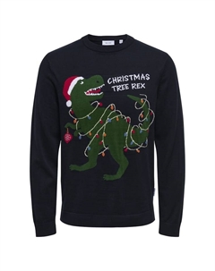 Пуловер рождественский вязаный свитер с r-образным вырезом, синий Only & sons