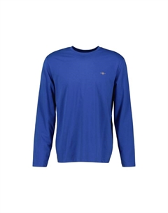 Длинный рукав - обычная рубашка Shield LS с круглым вырезом и длинным рукавом из хлопка, синий Gant