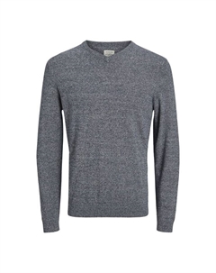 Вязаный свитер базовый пуловер с v-образным вырезом, синий Jack & jones