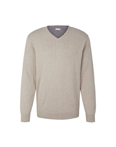 Вязаный свитер с v-образным вырезом, бежевый Tom tailor