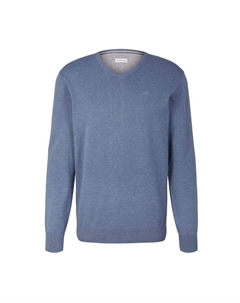 Вязаный свитер с v-образным вырезом, синий Tom tailor