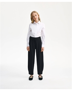 Брюки слоучи для девочки черные трикотажные Gulliver