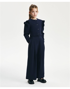 Жакет для девочки трикотажный укороченный синий Gulliver