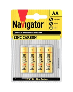 Батарейка Navigator NBT-NS-R6-BP4 солевая AA/R6 (блист.4шт) (94758)