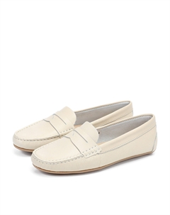 Мокасины из гладкой кожи молочного цвета Respect