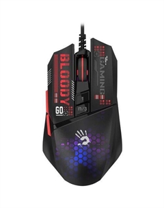 Мышь проводная Bloody W60 Max Mini, игровая, оптическая, USB, 12000dpi, черный и рисунок A4tech