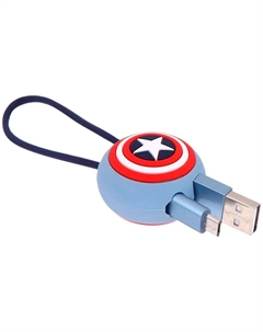 Кабель-брелок Red Line USB - Lightning, Captain America, Marvel, 20 см, синий Red line