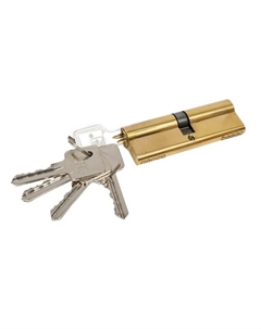 Цилиндр латунный СК 6080 F 5155, 80мм (40+40), ключ/ключ, золото, 5 английских ключей Ск каскад