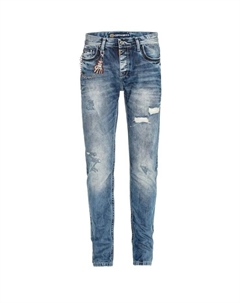 Джинсы прямого кроя с модной вышивкой, синий Cipo&baxx