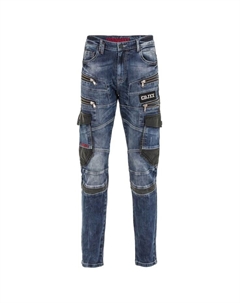 Джинсы с привлекающими внимание аппликациями, синий Cipo&baxx