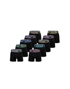 Боксеры шорты 10 шт. в упаковке - jaclimes однотонные трусы 10 шт. в упаковке хлопок стрейч с логотипом, черный Jack & jones