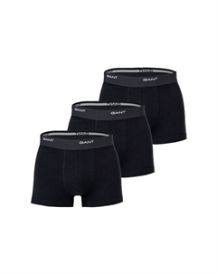 Боксеры 3 пары - базовые шорты 3 пары хлопок стрейч однотонные, черный Gant