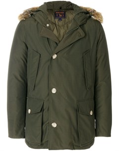 Woolrich пальто с капюшоном и меховой оторочкой xl зеленый Woolrich