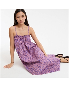 Расклешенное платье из набивной ткани с цветочным рисунком на тонких бретелях фиолетовый La redoute collections