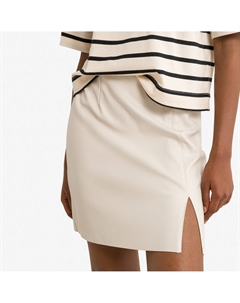 Юбка короткая из искусственной кожи каштановый Laredoute