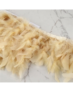 Тесьма с перьями индюка, 13-17 см, 5±0.5 м, сливочная Арт узор