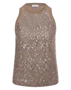 Хлопковая майка с отделкой пайетками Brunello cucinelli