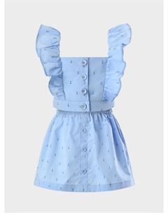 Комплект топ с рюшами + юбка с принтом якоря, голубой Dan maralex